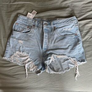 Levi's Light Blue Ripped Jean Shorts